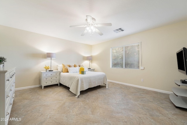 bedroom featuring ceiling fan