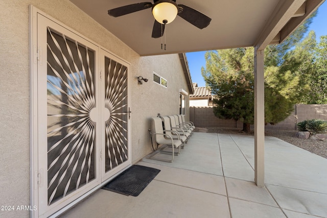 view of patio with ceiling fan