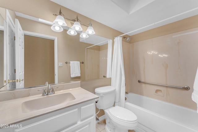 5822 W Abraham Ln, Glendale, AZ 85308 - bathroom featuring shower / tub combo with curtain, vanity, and tile patterned floors