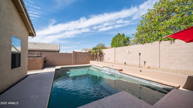 view of swimming pool with a fenced backyard and a fenced in pool