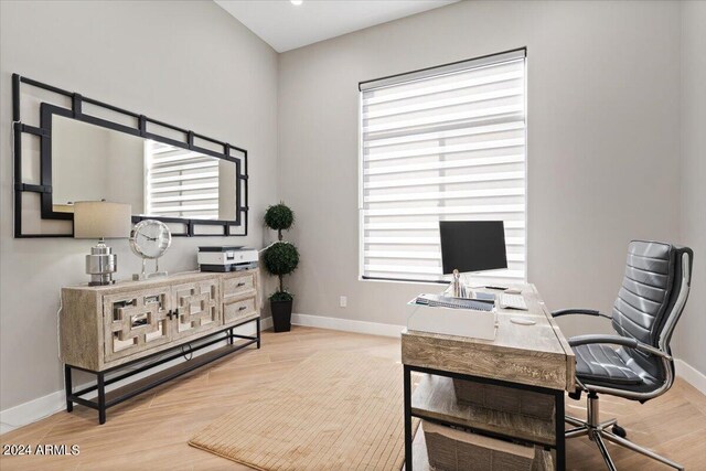 office featuring light hardwood / wood-style floors