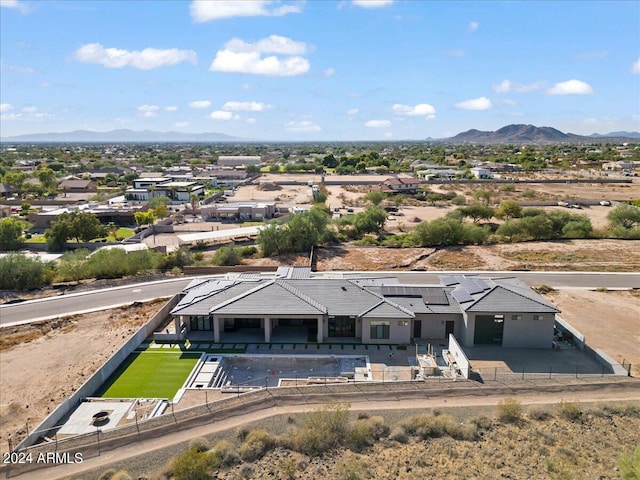 aerial view with a mountain view