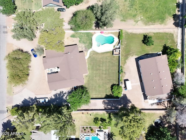aerial overview of property's location with a pool area