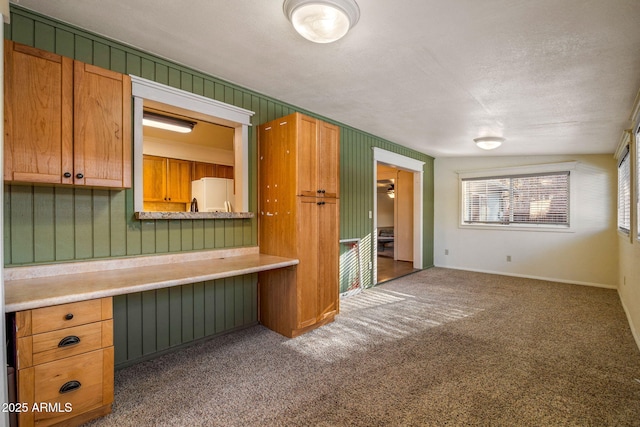 unfurnished office featuring carpet flooring and a textured ceiling