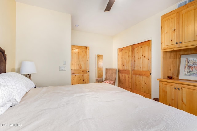 bedroom with a closet and ceiling fan