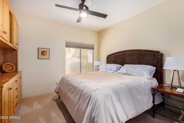 bedroom featuring carpet and ceiling fan