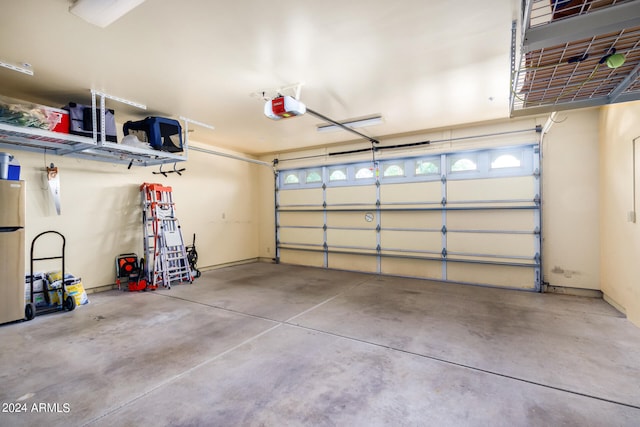 garage with a garage door opener