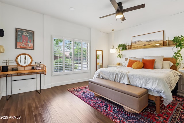 4525 N 66th St Unit 1, Scottsdale, AZ 85251 - bedroom featuring dark wood-type flooring and ceiling fan