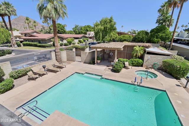 4525 N 66th St Unit 1, Scottsdale, AZ 85251 - community pool featuring a community hot tub, a patio, a mountain view, and a residential view