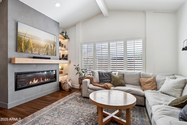 4525 N 66th St Unit 1, Scottsdale, AZ 85251 - living room with wood finished floors, a glass covered fireplace, and recessed lighting