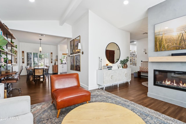 4525 N 66th St Unit 1, Scottsdale, AZ 85251 - living area featuring wood finished floors, a glass covered fireplace, and recessed lighting
