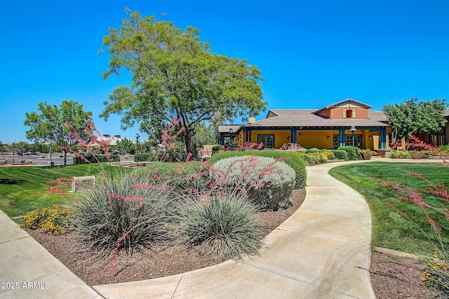 view of home's community featuring a lawn