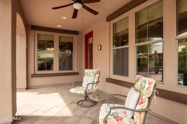 view of patio with a ceiling fan