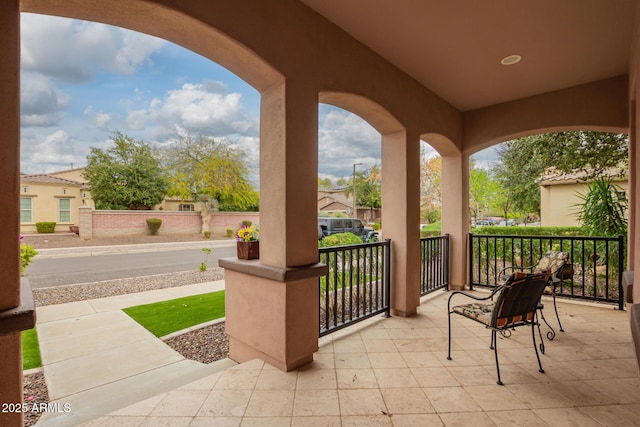 view of patio featuring covered porch