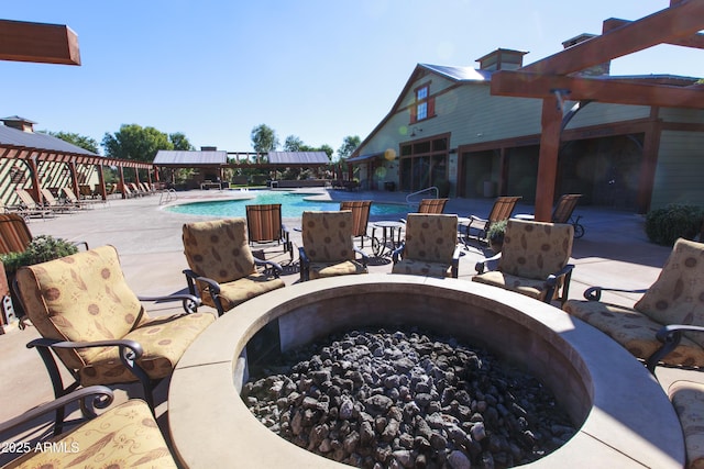 community pool with a patio