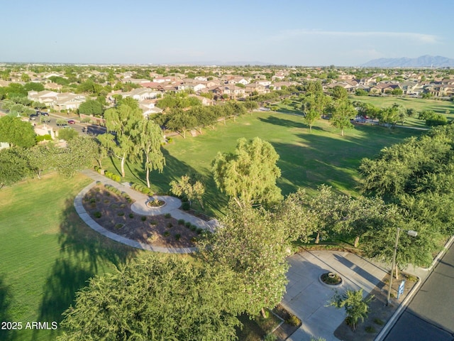 drone / aerial view with a mountain view and a residential view