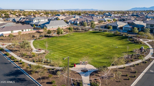 bird's eye view with a residential view and a mountain view