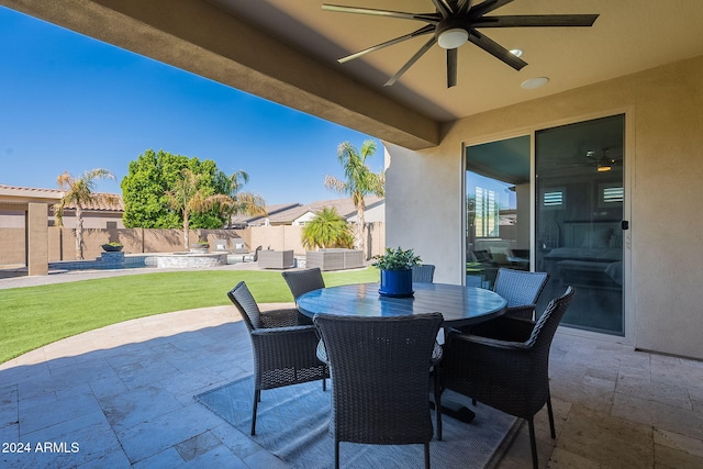 view of patio with ceiling fan