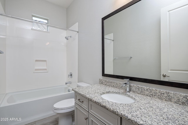 2644 S Dock St, Gilbert, AZ 85295 - bathroom featuring vanity, toilet, wood finished floors, and shower / washtub combination