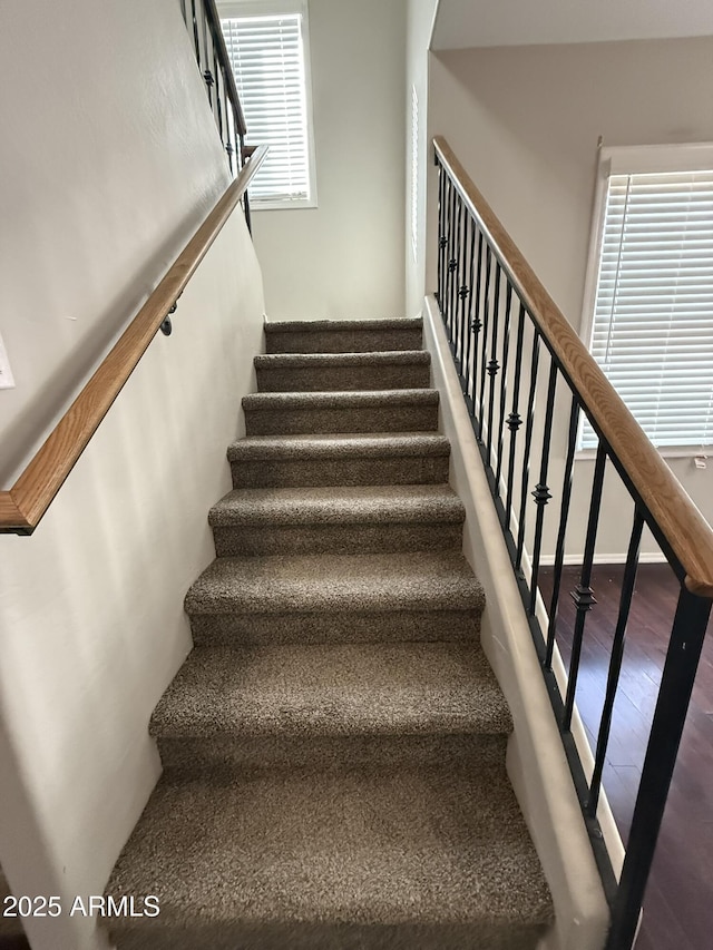 staircase featuring wood finished floors