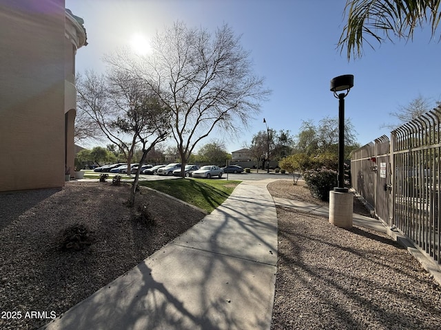 view of road featuring street lights