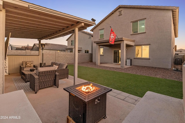 16848 W Alice Ave, Waddell, AZ 85355 - view of patio / terrace with an outdoor living space with a fire pit and central air condition unit