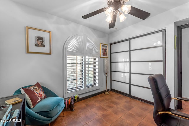 office featuring ceiling fan