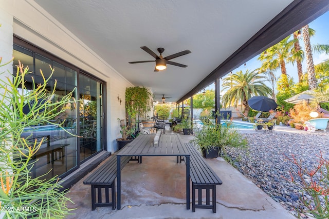 view of patio with ceiling fan