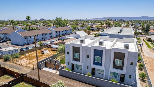 drone / aerial view with a mountain view and a residential view