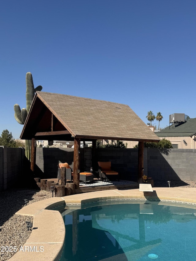 12512 N 85th Ave, Peoria, AZ 85381 - view of swimming pool with a gazebo, a fenced backyard, and a patio