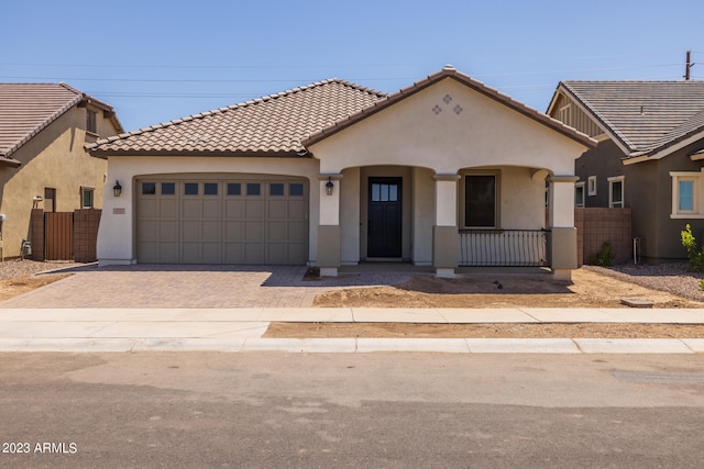 view of front of house with a garage