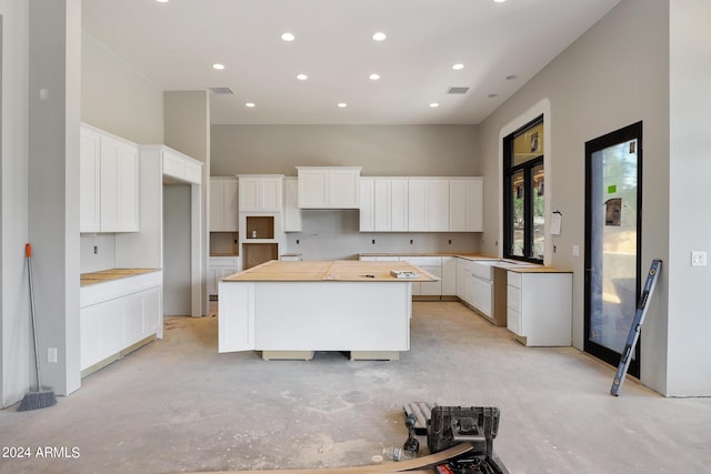 kitchen with white cabinets and a kitchen island