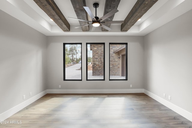 1804 E Senna Pt, Payson, AZ 85541 - spare room featuring beam ceiling, baseboards, light wood-style flooring, and a ceiling fan