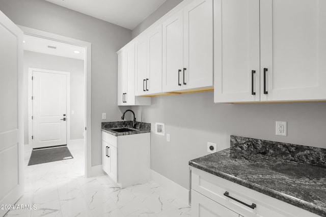 1804 E Senna Pt, Payson, AZ 85541 - kitchen with a sink, baseboards, dark stone countertops, and marble finish floor