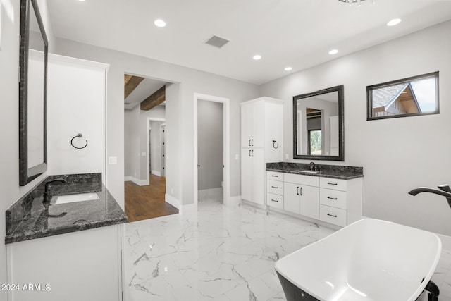 1804 E Senna Pt, Payson, AZ 85541 - bathroom with a sink, visible vents, baseboards, marble finish floor, and recessed lighting