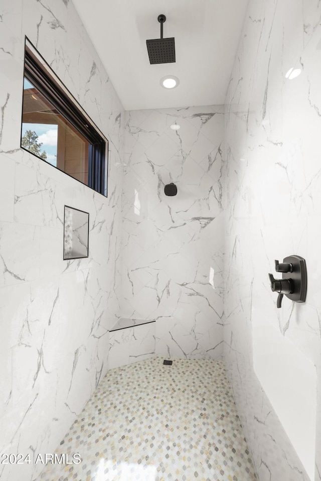 1804 E Senna Pt, Payson, AZ 85541 - bathroom featuring a marble finish shower and recessed lighting