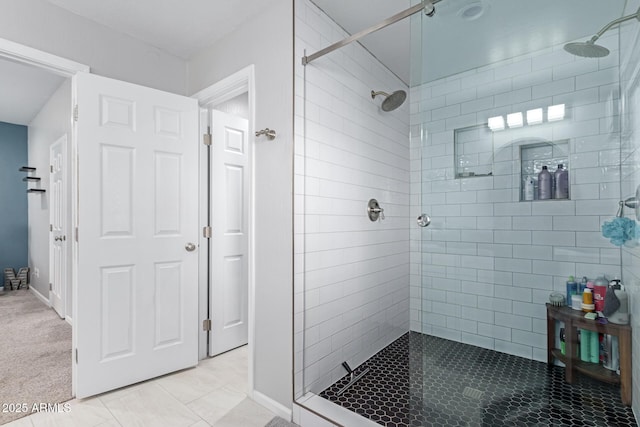 bathroom with a stall shower