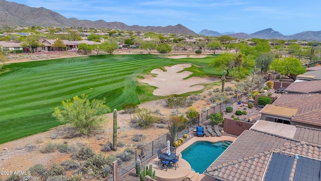 2452 W Muirfield Dr, Anthem, AZ 85086 - view of pool with view of golf course, fence, a mountain view, and a patio
