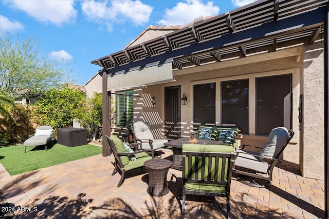 view of patio / terrace featuring a pergola