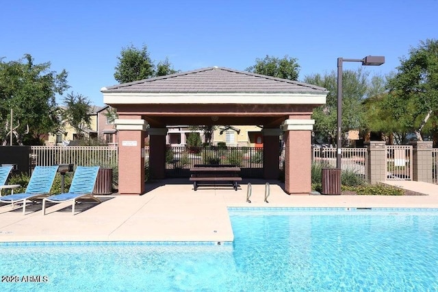 view of pool with a gazebo