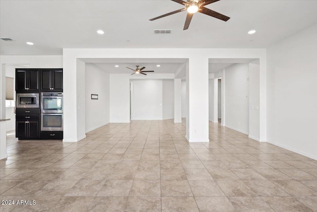 11856 W Lone Tree Trl, Peoria, AZ 85383 - unfurnished living room featuring ceiling fan, recessed lighting, baseboards, and light tile patterned floors