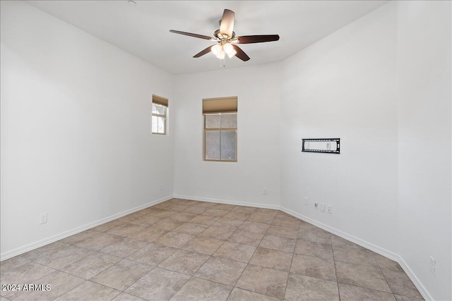 spare room featuring ceiling fan