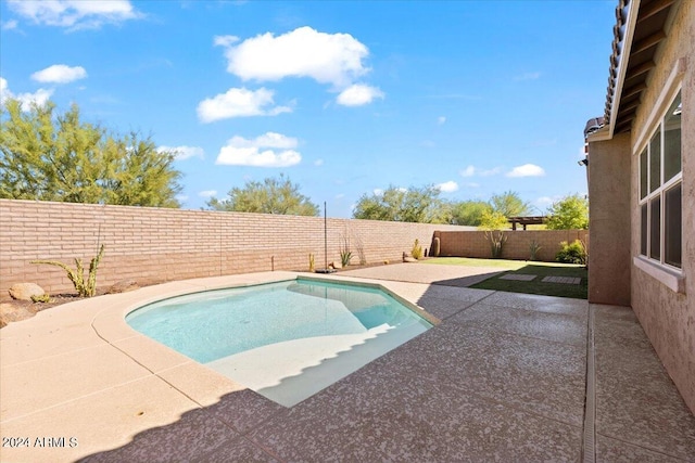 view of swimming pool featuring a patio area