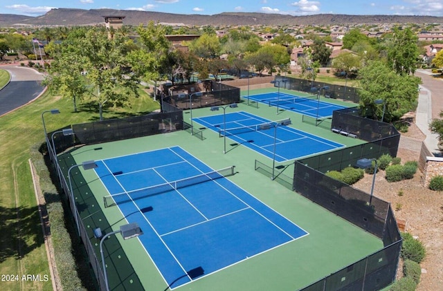 view of sport court featuring a mountain view