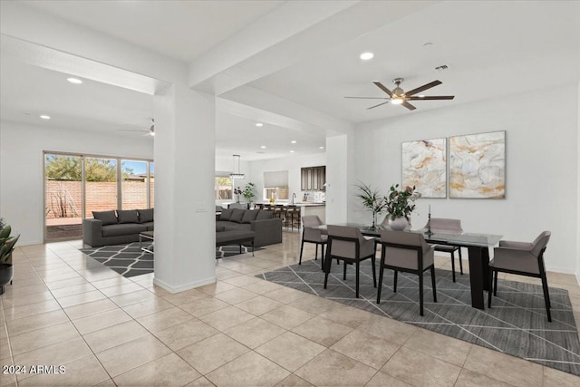 11856 W Lone Tree Trl, Peoria, AZ 85383 - dining room with ceiling fan, recessed lighting, light tile patterned floors, and baseboards
