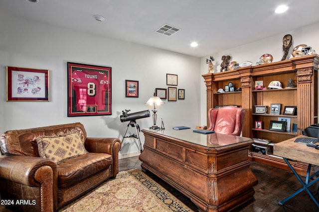 office featuring dark hardwood / wood-style flooring