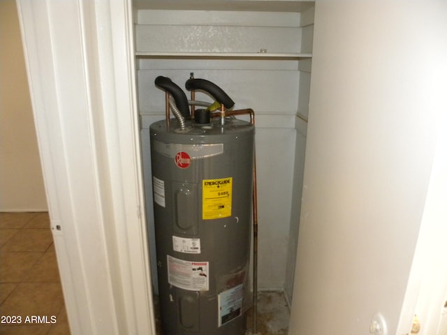 utility room with water heater