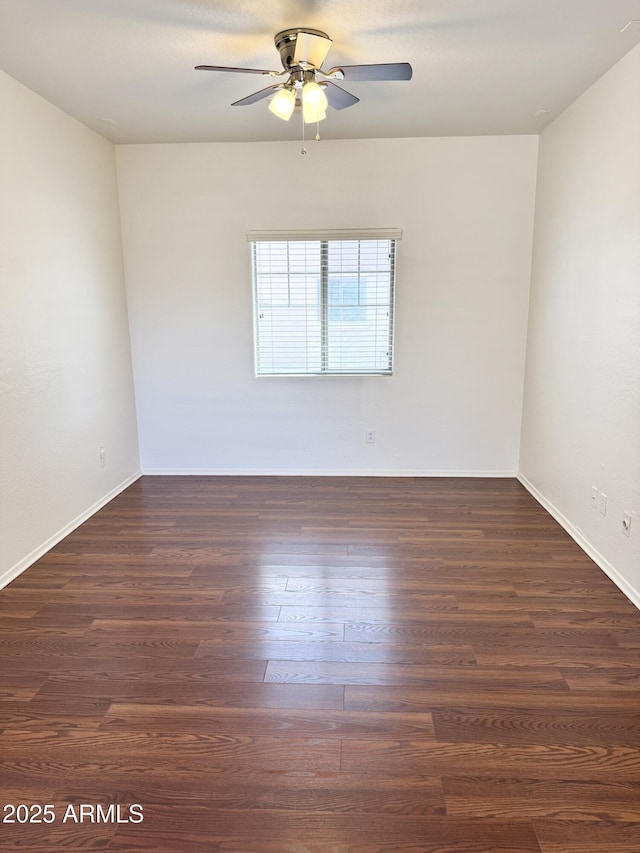 2539 N 148th Dr, Goodyear, AZ 85395 - empty room featuring a ceiling fan, wood finished floors, and baseboards