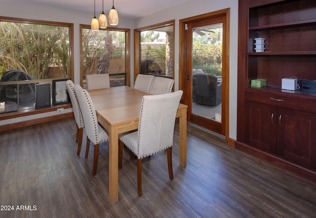 dining room with dark hardwood / wood-style floors