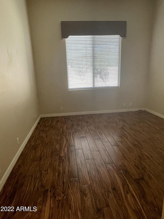spare room with dark wood-type flooring